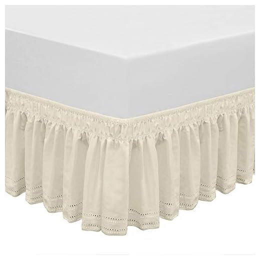 QSY Home Wrap Around Elastic Eyelet Bed Skirts 14 1/2 Inches Drop Dust Ruffle Three Fabric Sides Easy On/Easy Off Adjustable Polyester Cotton(Queen/King)