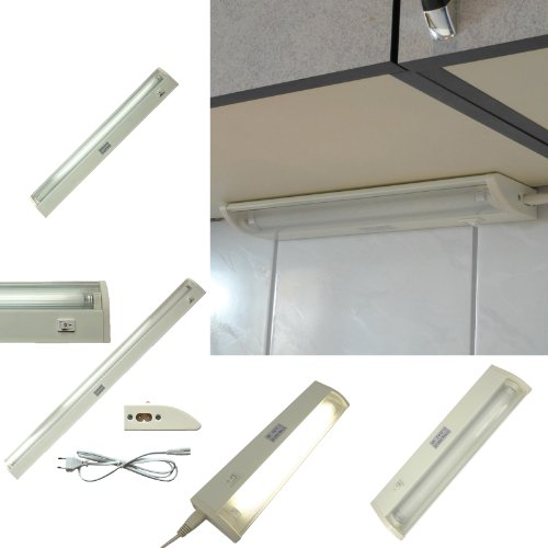 L&E®24150200 - Unterbauleuchte, Küchenunterbauleuchte 13 Watt, Küchenlampe, Lichtleiste. Gehäusefarbe: weiß. Gehäuse aus Metall mit durchsichtiger Kunststoffabdeckung. (1x 13 Watt Länge ca. 557 mm). Schrankleuchte, Küchenleuchte Cover