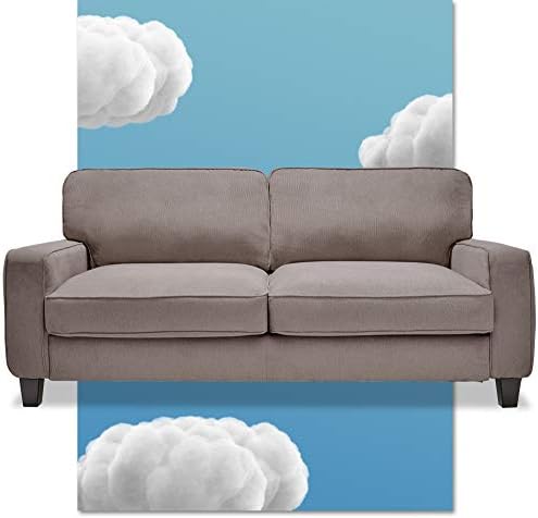 Serta Palisades Upholstered Sofas for Living Room Modern Design Couch, Straight Arms, Soft Fabric Upholstery, Tool-Free Assembly, 78" Sofa, Kingston Gray