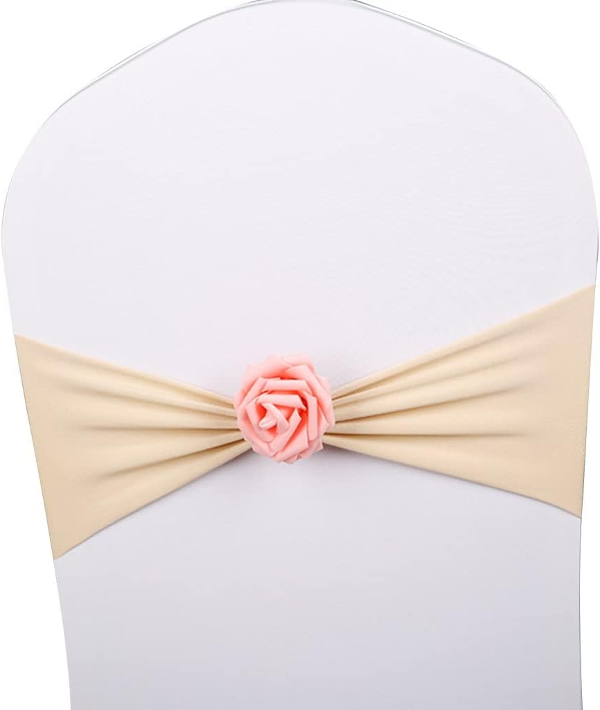 Chair Sashes for Party 10-50Pcs Elegant Art Simulation Roses Chair Ties Wedding Celebration Elastic Chair Back Decoration Easy to Install (Color : A Size :30) (A*50)