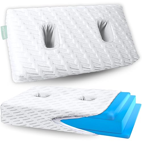 MOYOAMA Adjustable 3 Layer Ear Piercing Pillow for Side Sleeping – Ear Hole Pillow for Ear Piercing & CNH, Ear Pillows with Holes for Ear Pain, Donut Pillow for Ear Pain Relief for Side Sleepers