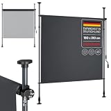 STEELSØN Serelia Senkrechtmarkise 150x310 cm – Vertikalmarkise außen Anthrazit – Sichtschutz Balkon wetterfest – Klemmmarkise als Sonnenschutz & Windschutz – Balkonmarkise ohne Bohren – Outdoor-Rollo