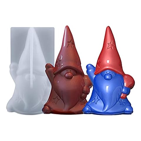 Dongzhi 3D Gnome Silicone Mold - 3D Christmas Dwarf Fondant Mould - DIY Epoxy Resin Mold Soap Mold Candle Mold Ice Cube Mold for Chocolate, Candy, Gummy, Cake Decoration Baking - Random Color Cover
