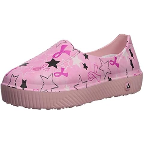 AnyWear Women's Rise Health Care Professional Shoe, Ribbon Stars, Pink, 9 Medium US Cover