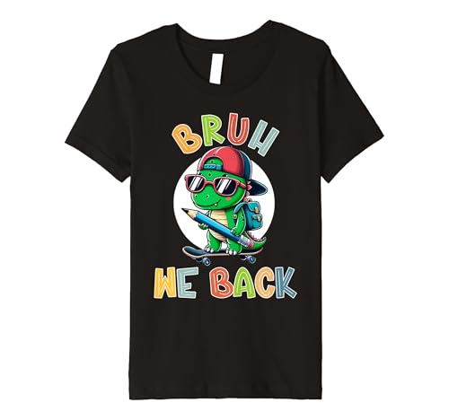 Kids funny Bruh We Back kids first day of school outfit dinosaur Premium T-Shirt