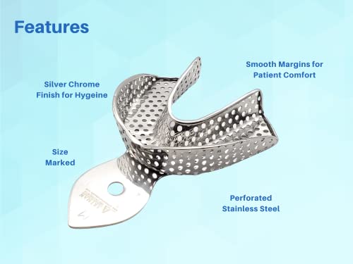 ARTMAN INSTRUMENTS Dental Impression Trays - Set of 10 Perforated Stainless Steel Trays (XS, S, M, L, XL) - Durable, Rounded Margins, Easy-to-Clean for Dentures, Orthodontics, and Dental Impressions - Imagem 5