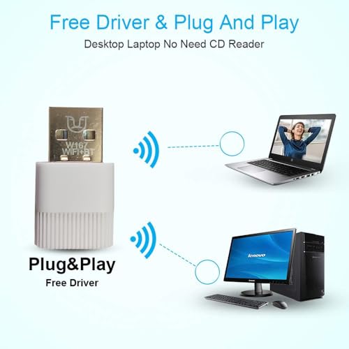 Image of USB WiFi Bluetooth Adapter, 600Mbps Dual Band 2.4 /5Ghz Wireless Network External Receiver, Mini WiFi Dongle for PC /Laptop /Desktop (600 MBPS Dual Band + Bluetooth)