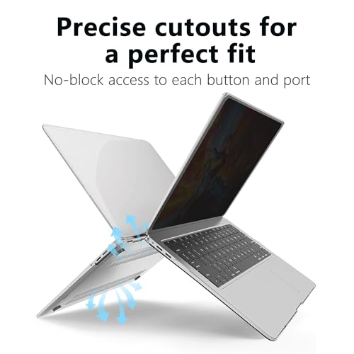 Image of Magnetic Privacy Screen Protector Compatible with MacBook Air 13.6 /13 Inch (2022-2025, M2, M3,M4), Hard Shell Case + Keyboard Cover + Screen Protector Crystal Clear Anti-Spy Anti Fingerprint