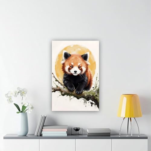 Panda rouge impression sur toile pour une ambiance douce et poétique - 6