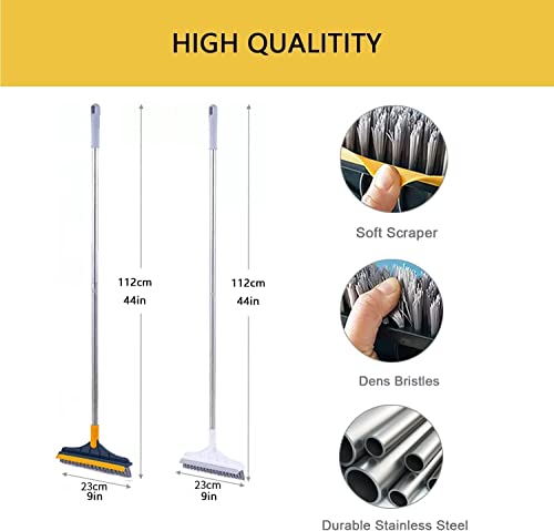 Image of Bathroom Cleaning Brush with Wiper - Long Handle 180 Rotate Toilet Brush, Tiles Cleaning, Floor Scrub for Kitchen and Bathroom Accessories (2 in 1 Yellow)