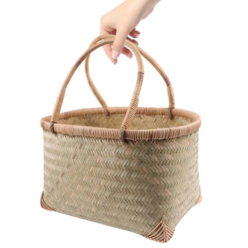 AUTSUPPL Woven Bamboo Vegetable and Fruit Basket Durable and Natural for Outdoor Picnics and Wedding Decorations Couleur Aléatoire – vue 4
