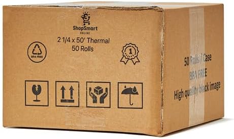 2 1/4 x 50 Thermal Paper Rolls (50 Rolls x 6 Cases) Pax A920 Verifone VX520 VX670 VX680 VX690, Clover Flex, Ingenico iCT220 iCT250 FD400 - Premium BPA Free White Paper Roll - ShopSmartOnline