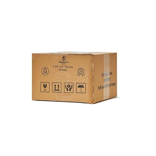 ShopSmartOnline (53 GSM) 2 1/4 x 50 ft - 50 Thermal Paper Rolls BPA Free - Verifone VX520 VX670 VX680 VX690, Clover Flex Mini and Mobile, Ingenico iCT220 iCT250, Veeder Root Thermal Paper