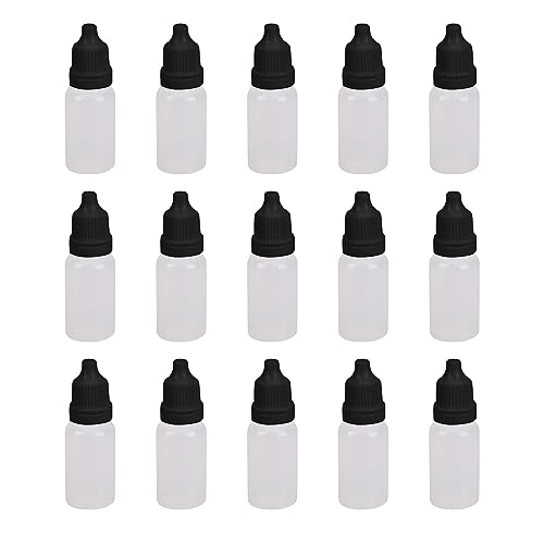 Cerioll Tragbare Tropfflasche, 20 ml Zusammendrückbare Tropfflasche, 15 Stück Flaschen Flüssigkeiten Fläschchen, Flüssige Leere Tropfflaschen, Leere Liquid Flaschen Kunststoff, Black Plastic Dropper