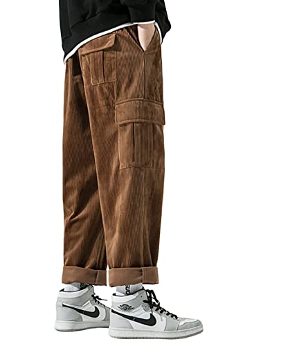 Aelfric Eden Mens Corduroy Vintage Cargo Pants Hip hop Joggers Streetwear Pants4