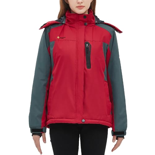 Image of Women's Waterproof Winter Jacket Skiing Warm Fleece Snow Coat Hooded Windproof Raincoat S-3XL
