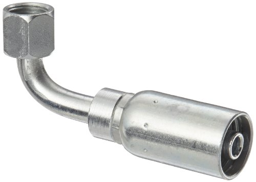 EATON Weatherhead Coll-O-Crimp 06U-666 90 Degree Female Swivel Tube Elbow Fitting, SAE 37 Degree, Low Carbon Steel, 3/8