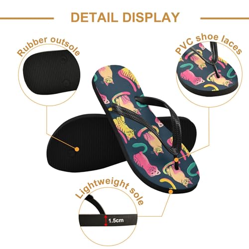 Burbuja Playful Cats Flip Flops for Women Men, Soft Thong Sandals Rubber Slippers for Pool Beach Essentials3