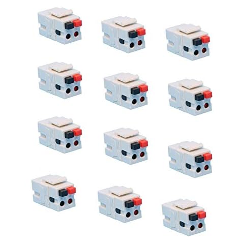 DIYTECH Speaker Keystone Jack – Spring Loaded Speaker Jack for Keystone Wall Plate, Female to Female, for Home Theater Wall Plates - White (12-Pack) Cover