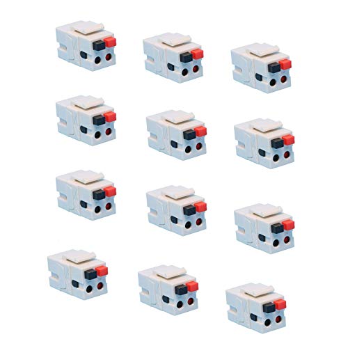 Speaker Keystone Jack  Spring Loaded Speaker Jack for Keystone Wall Plate, Female to Female, for Home Theater Wall Plates - White (12-Pack)