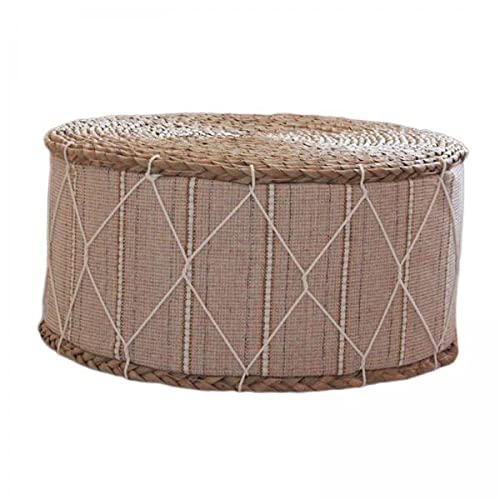 12" Straw Tatami Futon Floor Cushion Yoga Meditation Cushion Footstool 2pc Milk White-picture-23
