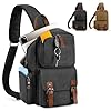 RAINSMORE Sling Bag Canvas Crossbody Bag Large Sling Backpack Waterproof Shoulder Bag for Men Women Chest Bag for Travel Hiking Outdoors, Black
