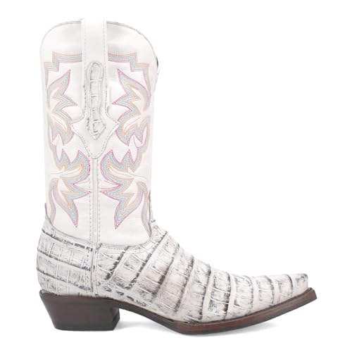 Image of Dingo Mens Gator Embroidered Alligator Print Snip Toe Pull On Casual Boots Mid Calf