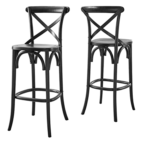 Modway Gear X-Back Wood Bar Stool In Black #TOP6
