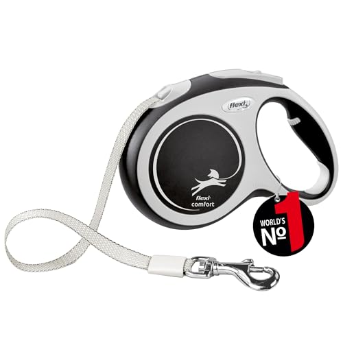 flexi® Comfort L Gurt 5 m schwarz, Roll-Leine für Hunde bis 60 kg