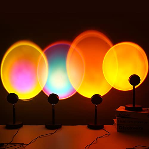 Lâmpada de projeção de pôr do sol de LED, rotação de 180 graus, altura ajustável, luz de arco-íris,
