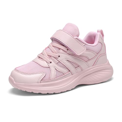 KKTOTO Kinder Schuhe Sportschuhe Mädchen Kinderschuhe Turnschuhe Hallenschuhe Outdoor Klettverschluss Wanderschuhe Leicht Sneaker Rosa 33 EU