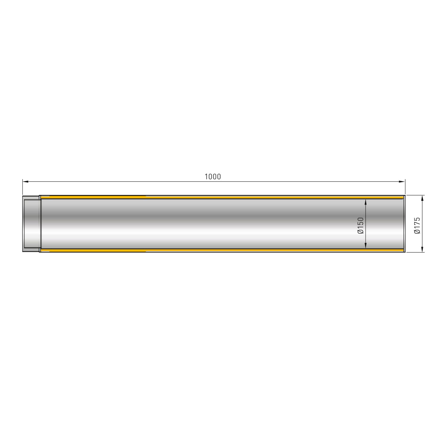 raik Rauchrohr/Ofenrohr Izoker doppelwandig mit Isolierung Durchmesser 150 mm Länge 1000 mm Stahlblech Schwarz SH30004927-sw