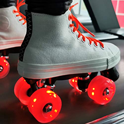 Vaka Luminous Light Up Quad Roller Skate Wheels With Bankroll Bearings Installed 4 Pack - Pop Quad Roller Skate Wheels 32Mm X 58Mm (Red) #TOP3