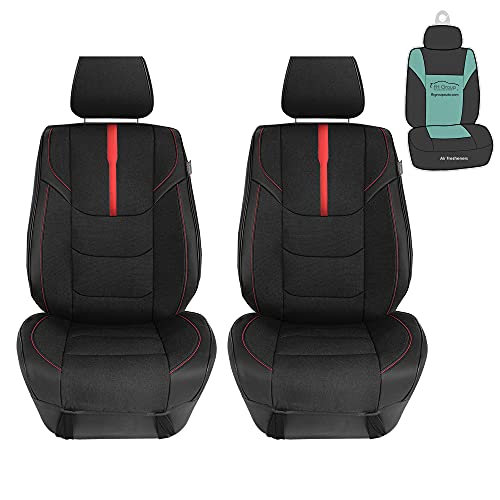 Fh Group Universal Fit Sleek Luxury Front Car Seat Cushions With Leatherette Trim For Most Cars, Trucks, Suvs Or Vans (Red) Fb215102 #TOP16