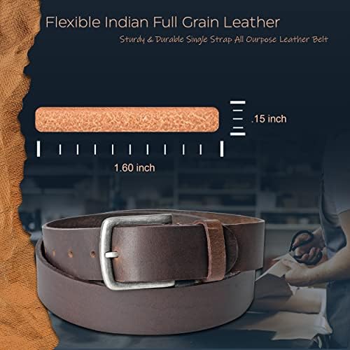 Amazon Brand - Eono Leather Belts for Men - Mens Belt for Casual Dress with Metal Single Prong Buckle (130cm (waistline:33"-44")