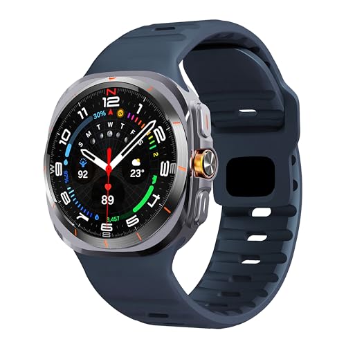 �X�|�[�c�o���h Samsung Galaxy Watch Ultra�o���h 47mm�Ή� �\�t�g�V���R���h���X�g���b�v Galaxy Watch�p ���ʋC���o���h �����Y ���f�B�[�X, �_�[�N�u���[(Midnight Blue), Galaxy Ultra