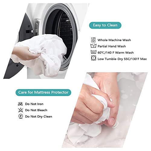 Nicesure Crib Fitted Sheets Waterproof Mattress Protector 12'' Deep Bottom Sheets Mattress Pad Cover Noiseless Soft Breathable Washable Mattress Topper For Kids Pets Adults, 28'' X 52'', White #TOP7