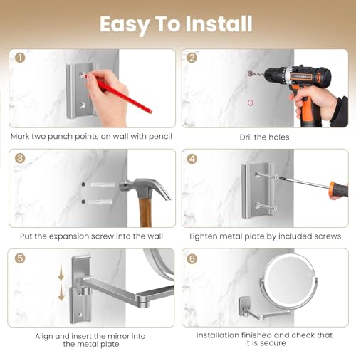 Espejo de maquillaje FRANO de pared con luces y brazo extensible miniatura 7