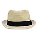 Sandy Ting Kids Boys Girls Summer Panama Straw Fedora Hat Short Brim Beach Sun Cap (Beige)