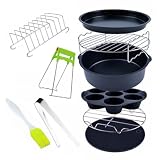 HEANUJJ Juego de Freidora de Aire 9 Piezas de Acero Inoxidable, Antiadherente y Apto para Lavavajillas, Accesorios para Cocina y Hornear en Airfryer de 3.2qt a 5.8qt Color Color Aleatorio