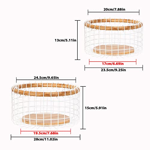 Heomu 2 Pack Fruit And Vegetable Basket Produce Storage Baskets, Metal Wire Basket Kitchen Countertop Pantry Organizer, White #TOP6