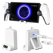 PS Portal Charging Dock and Portal Holder Stand for PS Portal Remote Player with LED Indicators, Foldable Pa5 Portal Charger Station, PS5 Portable Base for PS5 Portal Accessories, White
