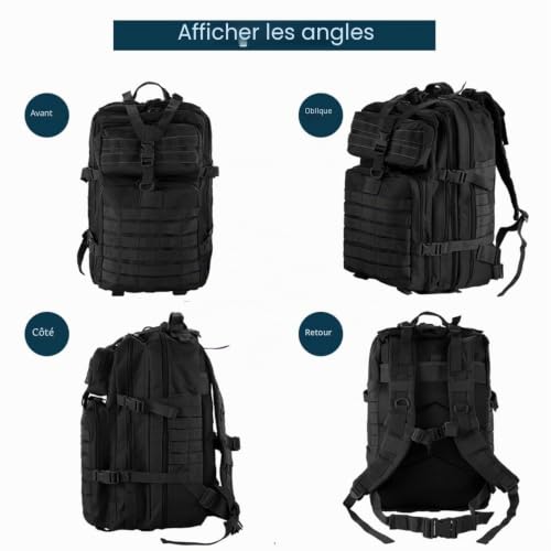 GUJOIN 50L Durable Nylon Waterproof Fishing Hunting Backpack Outdoor Military Backpacks Tactical Sports Camping Hiking Bags, black, 50 Lang - 3