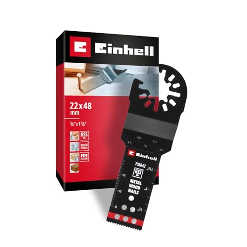 Image of Original Einhell Plunge Saw Blade Made of bi-Metal for Metal and Woodwork (22 mm Width, 48 mm Cutting Depth, PTFE Finishing, Metal Teeth, Quick Change)