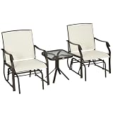 Outsunny 3 Piece Outdoor Glider Chair Coffee Table...
