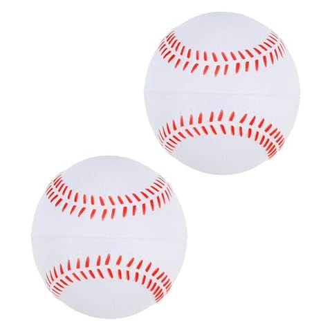 PATIKIL 9 Inch Baseball 2 Pack Soft Baseballs Standard Size Adult Leather Training Baseball Unmarked Baseballs Cover