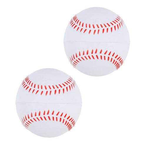 PATIKIL 9 Inch Baseball 2 Pack Soft Baseballs Standard Size Adult Leather Training Baseball Unmarked Baseballs for Pitching, White