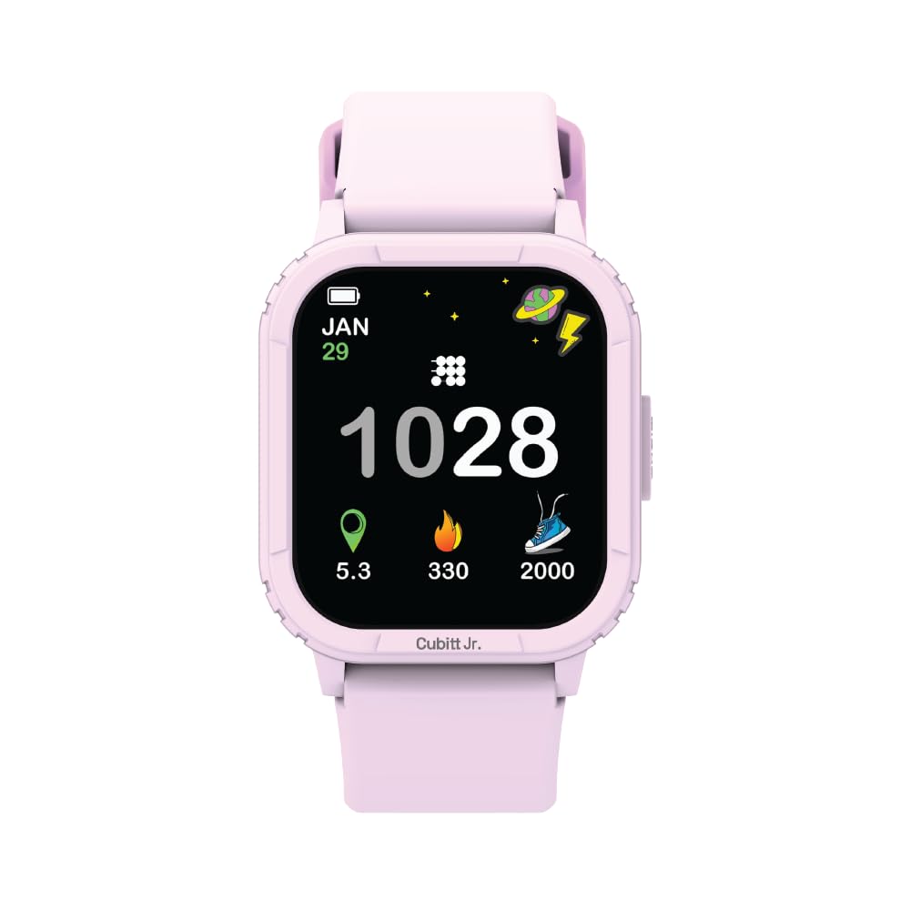 Cubitt Jr. Smartwatch Fitness Tracker per bambini e ragazzi con giochi, contapassi, monitoraggio del sonno, cardiofrequenzimetro, calcolatrice, monitoraggio attività, touchscreen AMOLED da 1,75