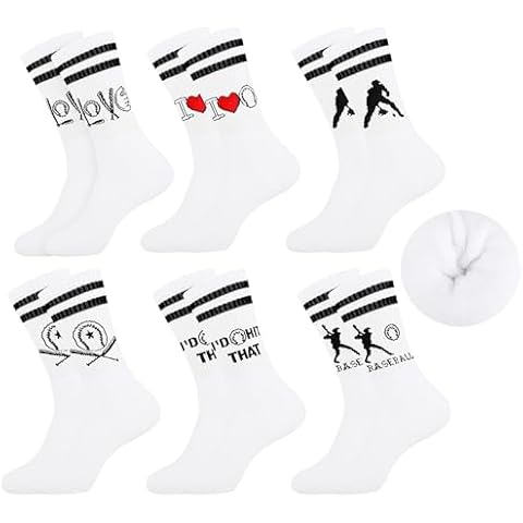 Belloxis Baseball Gifts for Boys Baseball Gifts for Men Baseball Socks Baseball Accessories Mens Crew Socks White Socks Boys Socks Cover