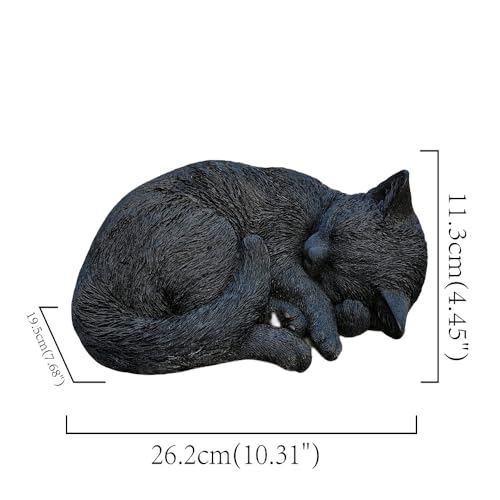 Figurilla Gato Durmiendo Elegancia Nocturna en Resina Negra miniatura 5